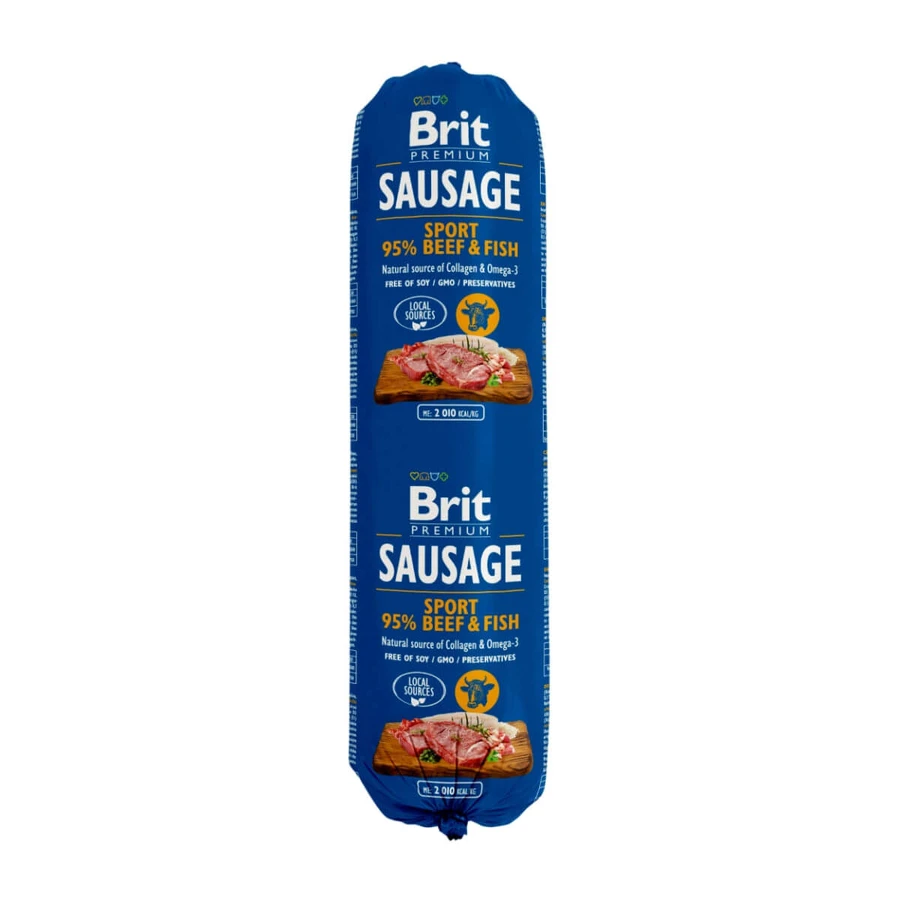 BRIT Premium Sport, Beef and Fish, salami, low grain wet food for dogs, intense activity, 800g