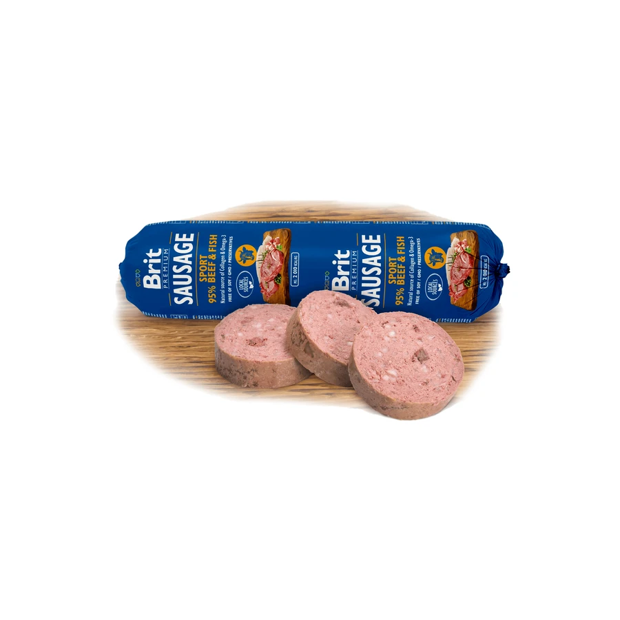 BRIT Premium Sport, Beef and Fish, salami, low grain wet food for dogs, intense activity, 800g
