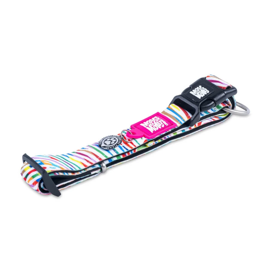 MAX & MOLLY Smart ID Magic Magic Zebra, dog collar, adjustable, polyester, white, trident buckle, XS(22-35 x 1cm)