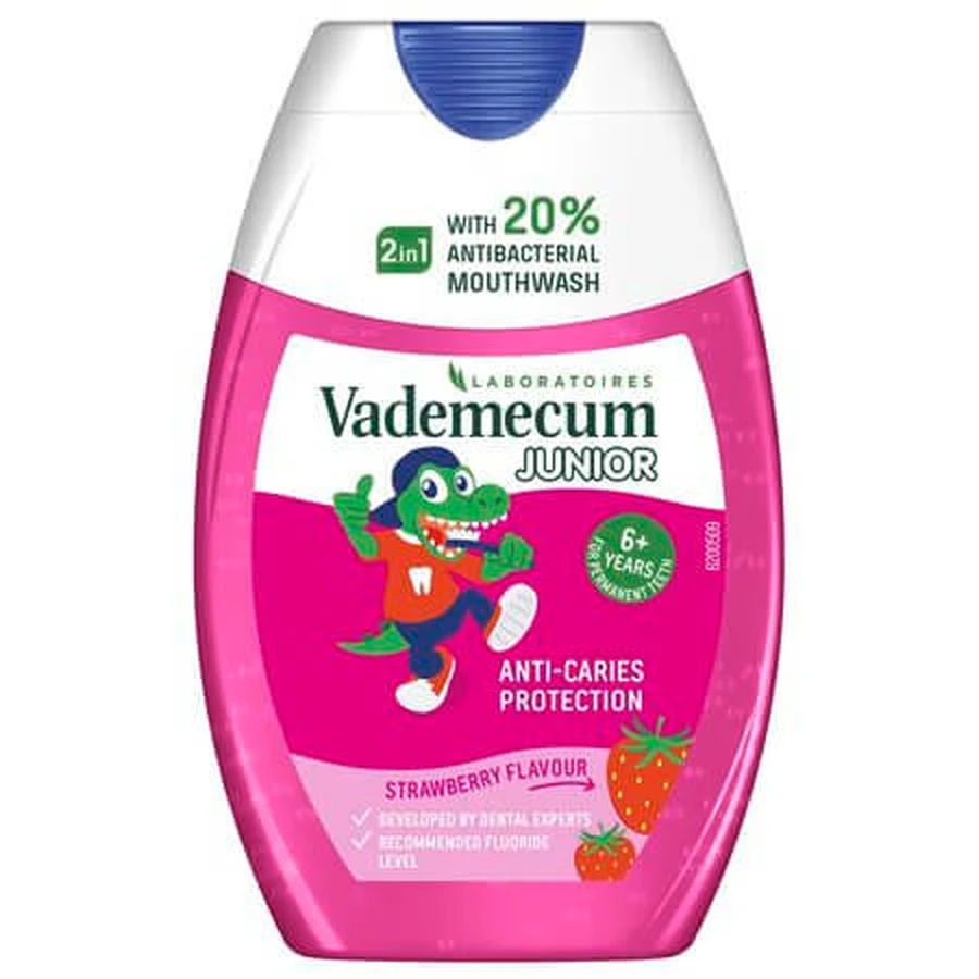 Pasta de dinti 2in1 pentru copii Capsuni, 75 ml, Vademecum