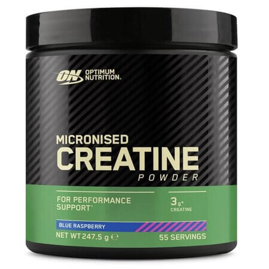 Creatina monohidrata micronizata aroma zmeura albastra, 247.5g, Optimum Nutrition