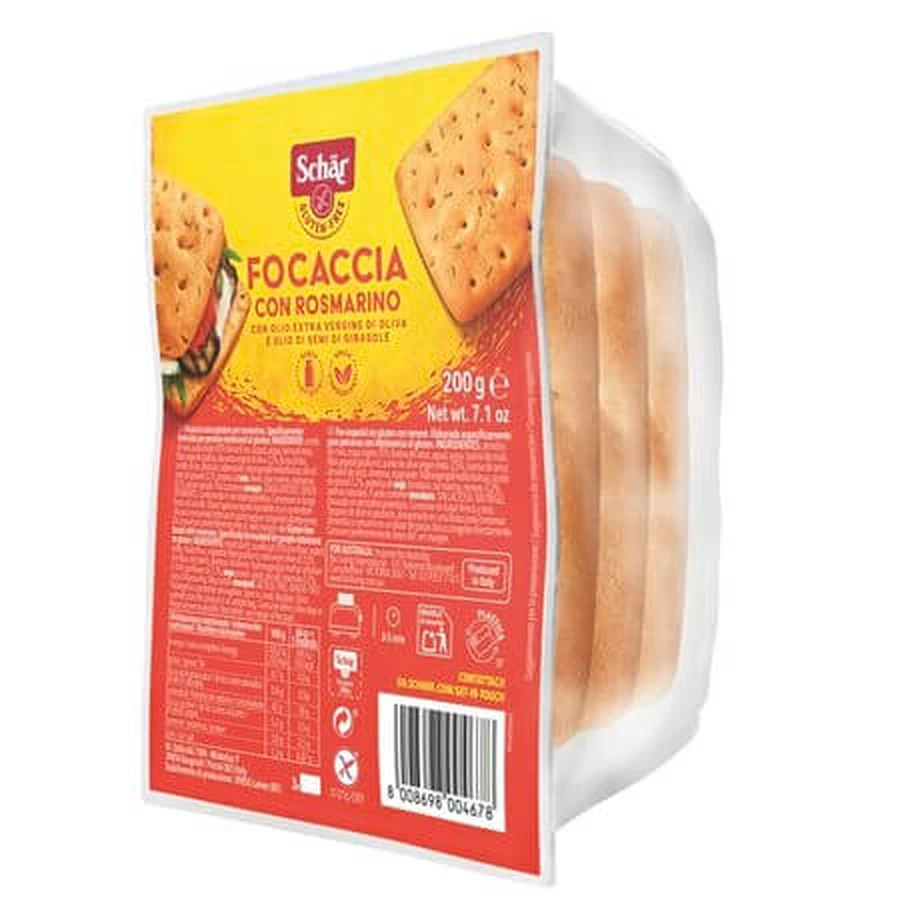 Focaccia met glutenvrije rozemarijn, 200 g, Schar