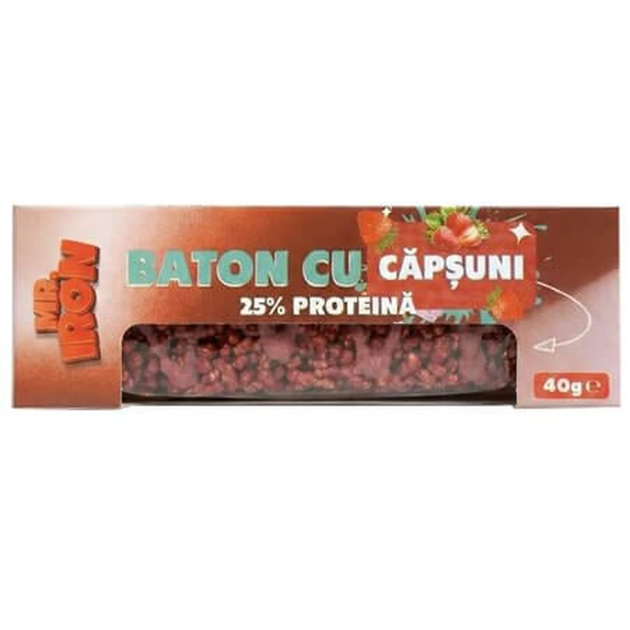 Barrita crujiente de fresa, 40 g, Mister Iron