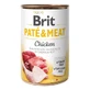 Hrana umeda cu pui pentru caini Pate & Meat, 400 g, Brit