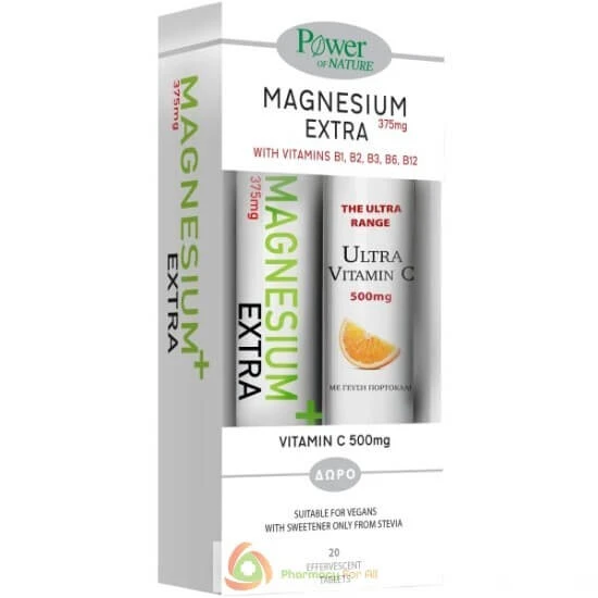 POWER HEALTH Magnesium Extra 375mg 20 Brausetabletten & Vitamin C 500Mg 20 Brausetabletten