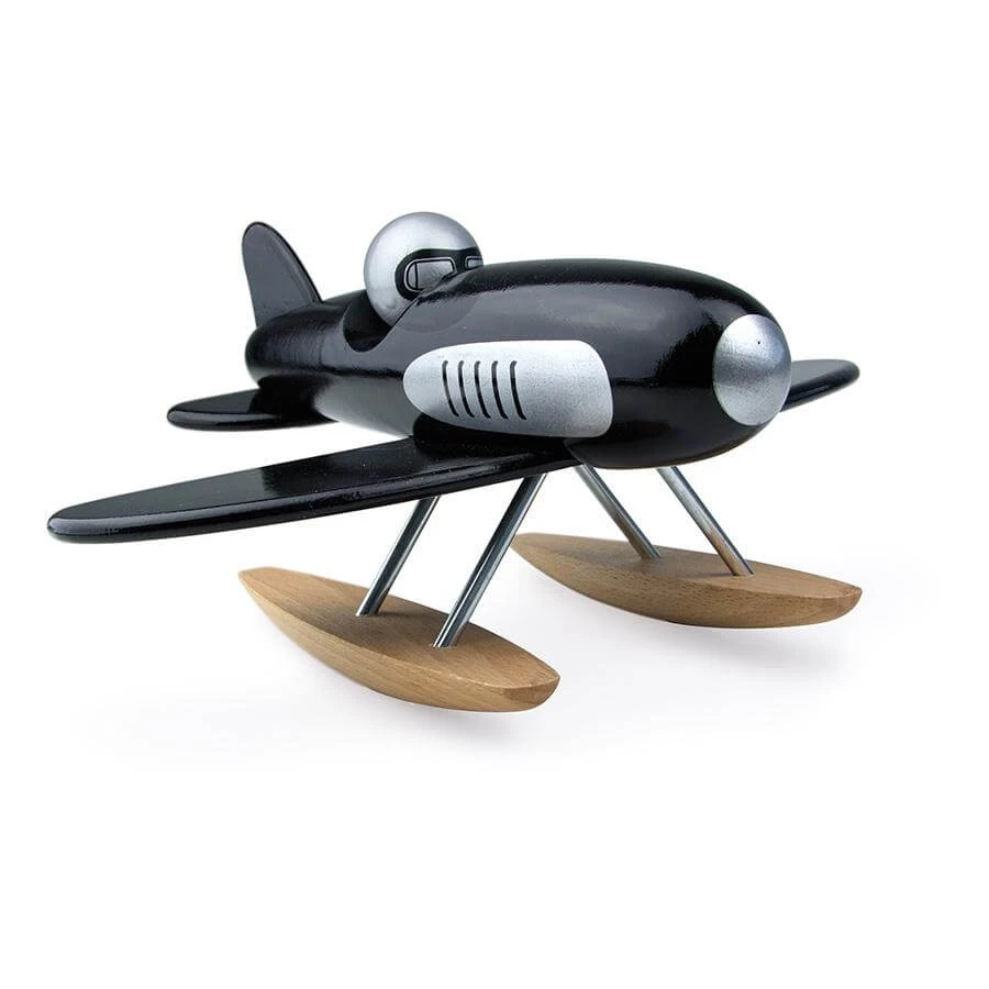 Schwarz lackiertes Holz-Wasserflugzeug - Made in France - Vilac