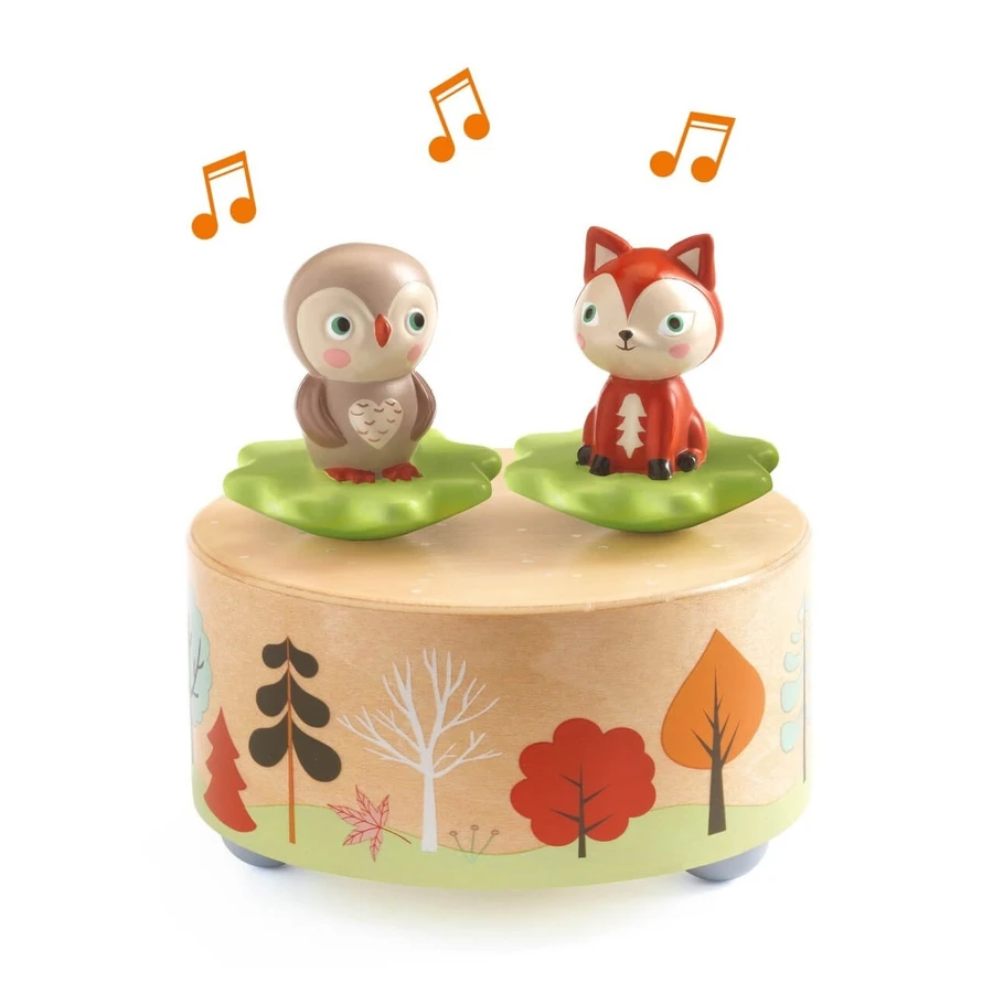 Caja de música magnética con búho y zorro, Djeco