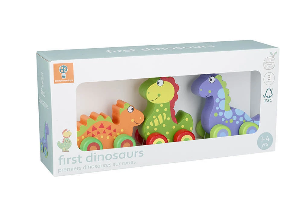 Meine ersten Dinosaurier - Set mit Rädern, Orange Tree Toys