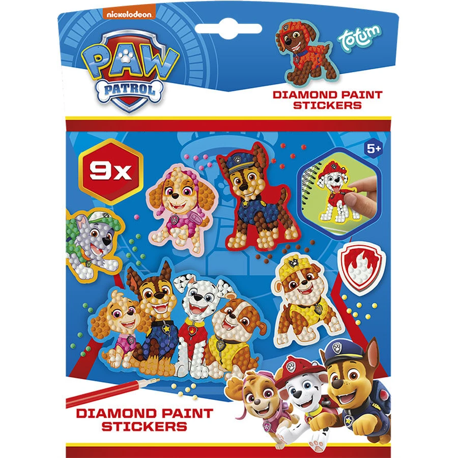 Set creativ DIY Creeaza abtibilduri cu diamond paint, Paw Patrol, Patrula Catelusilor, Totum