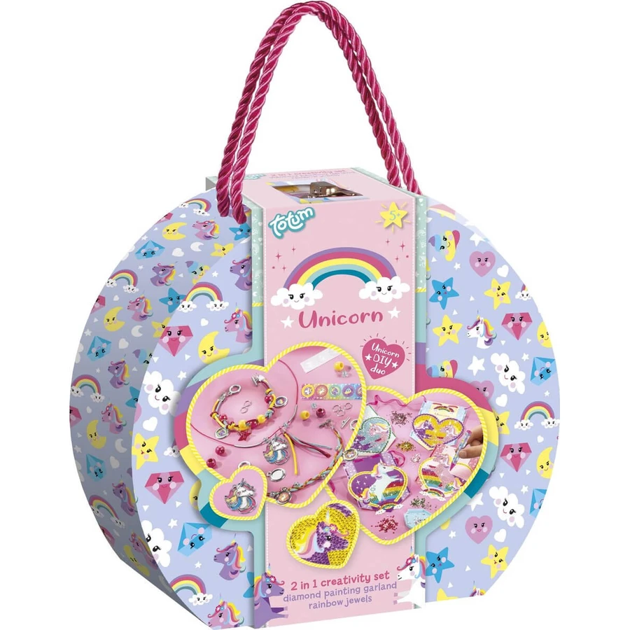 Studio creativo 2 in 1 con unicorni, pittura di diamanti e bracciali