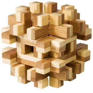 Logic game IQ wooden bamboo bamboo Magic blocks 3d puzzle