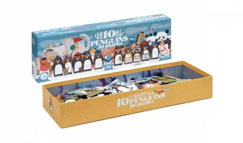 Progressives Rätsel 1,2,3..10 Pinguine Londji
