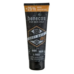 Benecos For Men Only, gel sportiv natural 3 în 1 pentru spălarea corpului, feței și părului, 250 ml