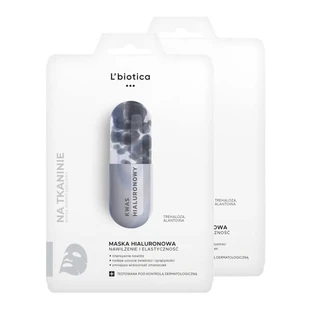 Set di 2 x L'Biotica, maschera ialuronica su tessuto, 23 ml