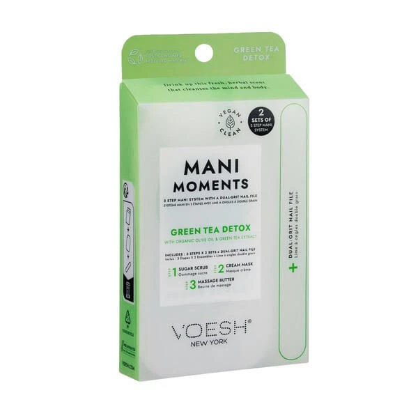 Voesh, Mani Moments, Doppelmaniküre-Set, Grüner Tee Detox, 7 Teile