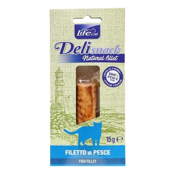 Life Cat Deli Snack Fish Fillets, gekochte Fischfilets für Katzen, 15 g