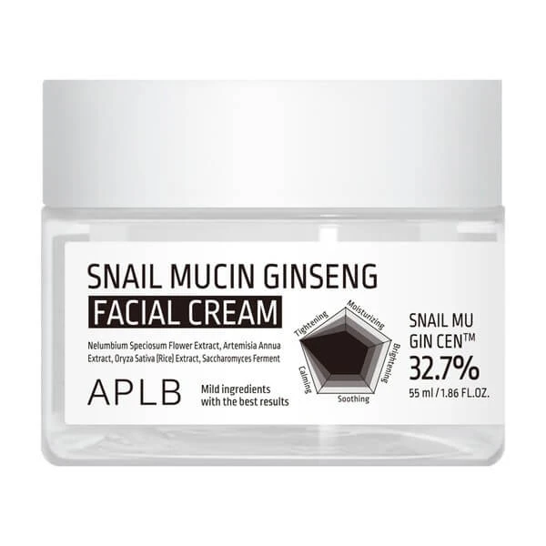 APLB Snail Mucin Ginseng Facial Cream, regenerierende Gesichtscreme mit Schneckenschleim und Ginseng, 55 ml