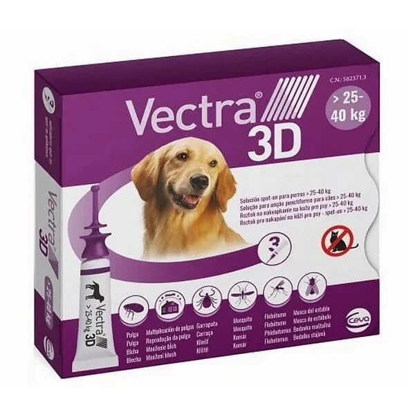 Vectra 3D Solution für Hunde 25-40 kg, Parasitenschutz, Pipetten, 3 Stück