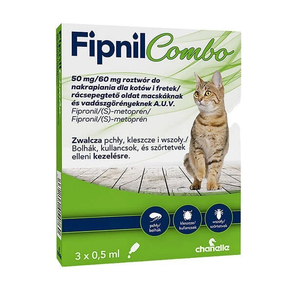 Fipnil Combo 50 mg / 60 mg, Fleckenlösung für Katzen und Frettchen, 3 x 0,5 ml