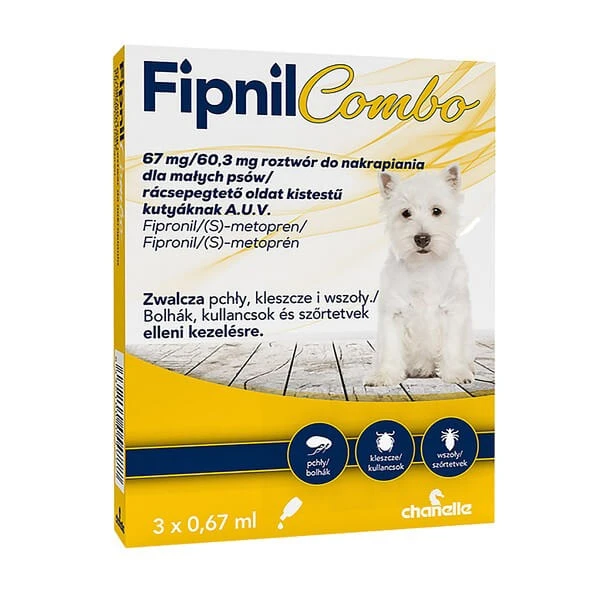 Fipnil Combo 67 mg / 60,3 mg, Fleckenlösung für kleine Hunde, 3 x 0,67 ml
