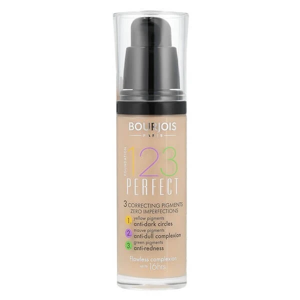 Bourjois 1, 2, 3 Perfect, Gesichtsgrundierung mit mittlerer Deckkraft, 53 Light Beige, 30 ml