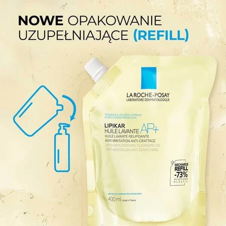 La Roche-Posay Lipikar, AP+ rückfettendes Reinigungsöl, Nachfüllpackung, 400 ml