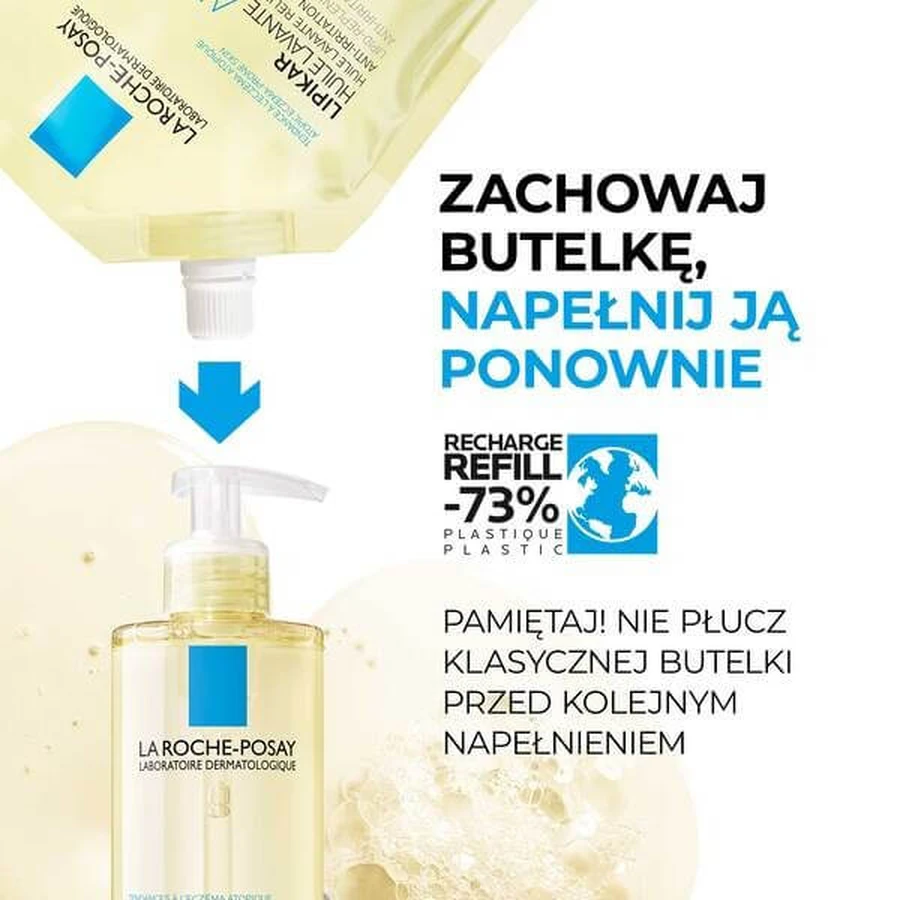La Roche-Posay Lipikar, AP+ rückfettendes Reinigungsöl, Nachfüllpackung, 400 ml