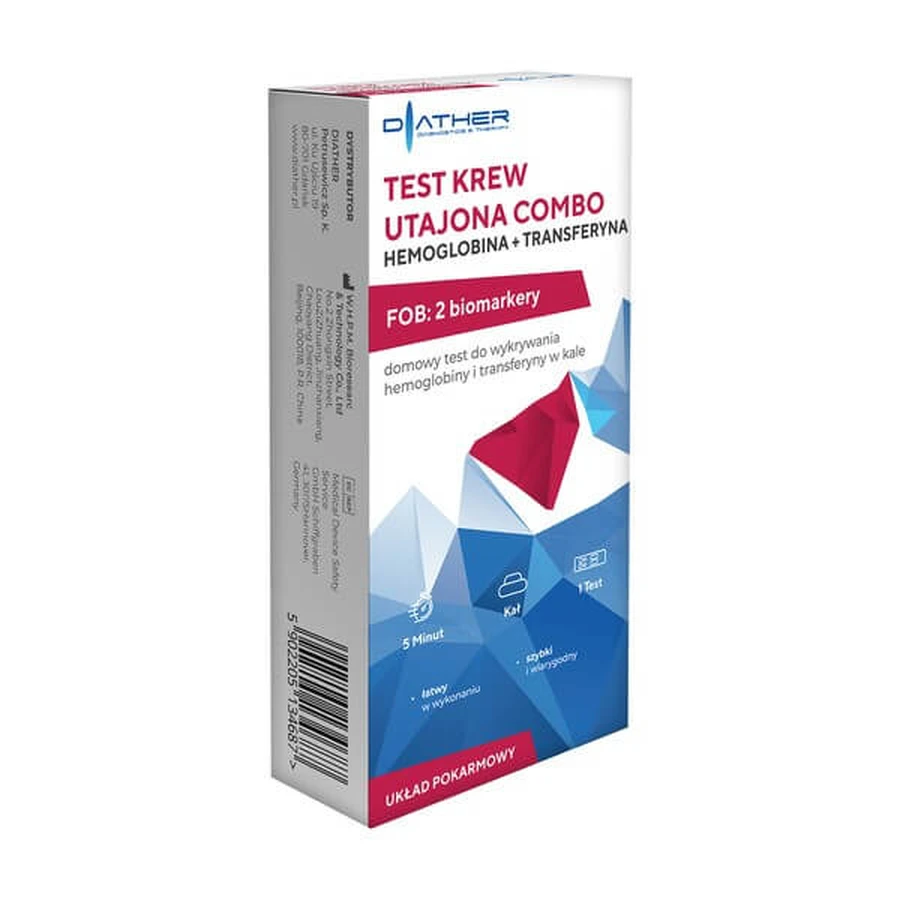 Latent Blood Combo (hémoglobine + transferrine), test de diagnostic, 1 pc.