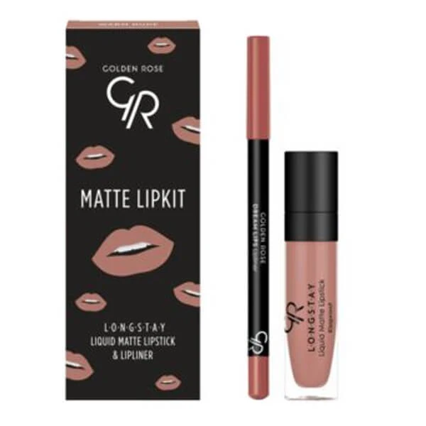 Golden Rose Matte Lipkit, Lippenschminkset, nude, 7,6 g