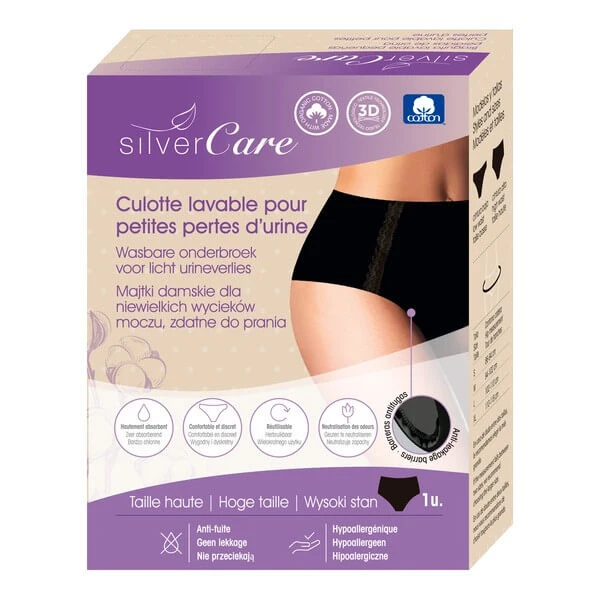 Silver Care, Damenunterwäsche für leichte Inkontinenz, hoch tailliert, S, schwarz, 1 Stück
