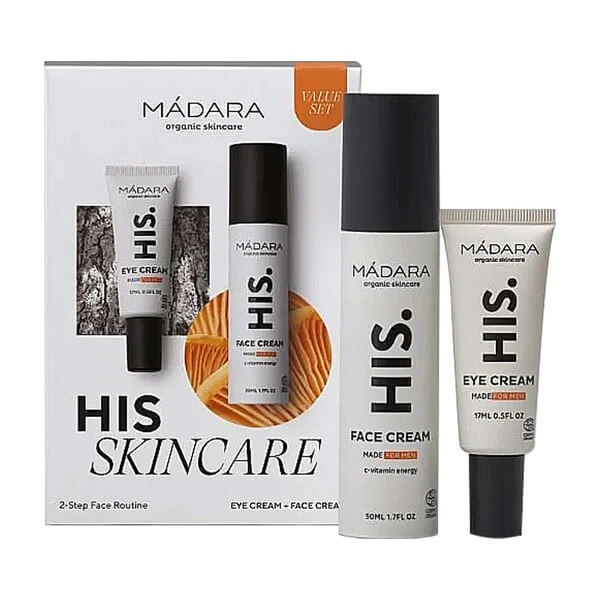 Madara His Skincare 2-Step Routine Set, Gesichtscreme, 50 ml + Augencreme, 17 ml