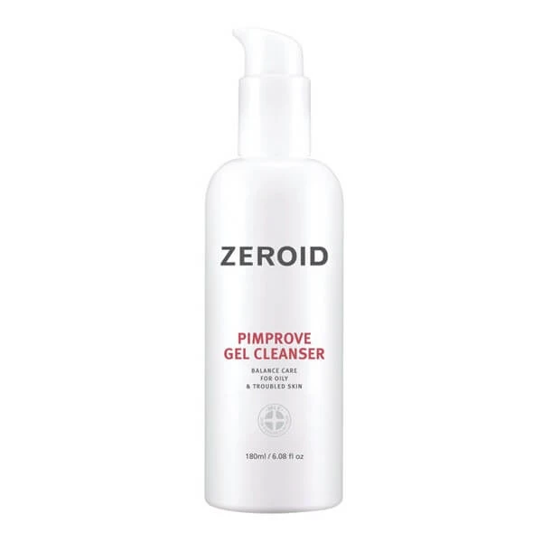 Zeroid Pimprove Gel Cleanser, Reinigungsgel für fettige, Mischhaut und zu Akne neigende Haut, 180 ml