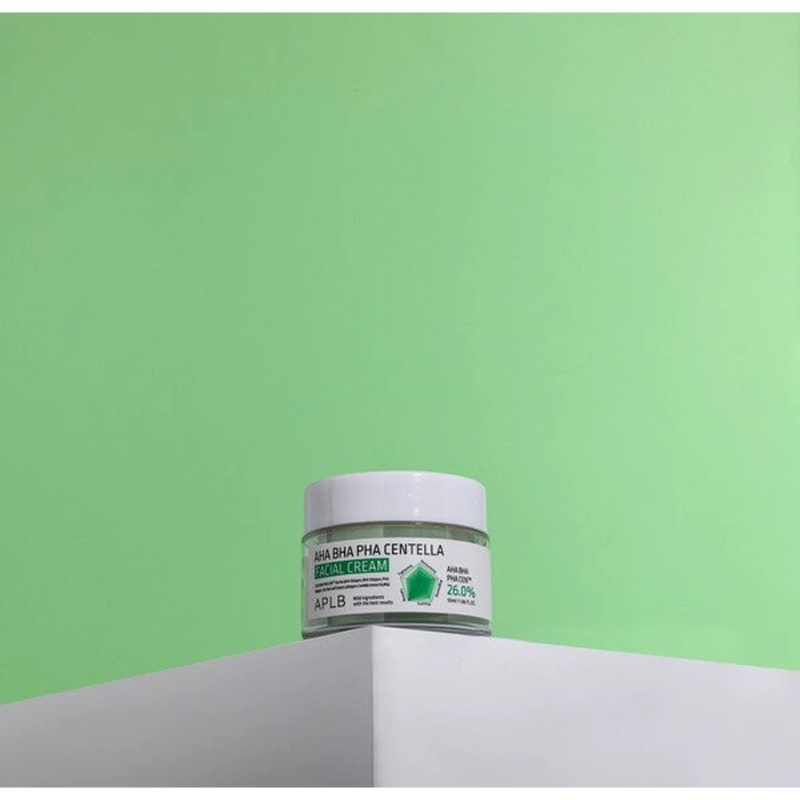 APLB AHA BHA PHA Centella Facial Cream, cremă de față exfoliantă și calmantă cu acizi și Centella Asiatica, 55 ml