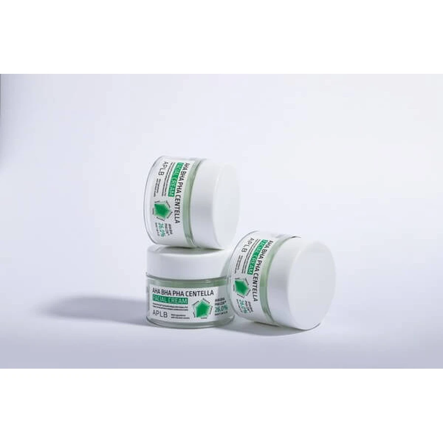 APLB AHA BHA PHA Centella Facial Cream, cremă de față exfoliantă și calmantă cu acizi și Centella Asiatica, 55 ml