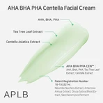 APLB AHA BHA PHA Centella Facial Cream, cremă de față exfoliantă și calmantă cu acizi și Centella Asiatica, 55 ml