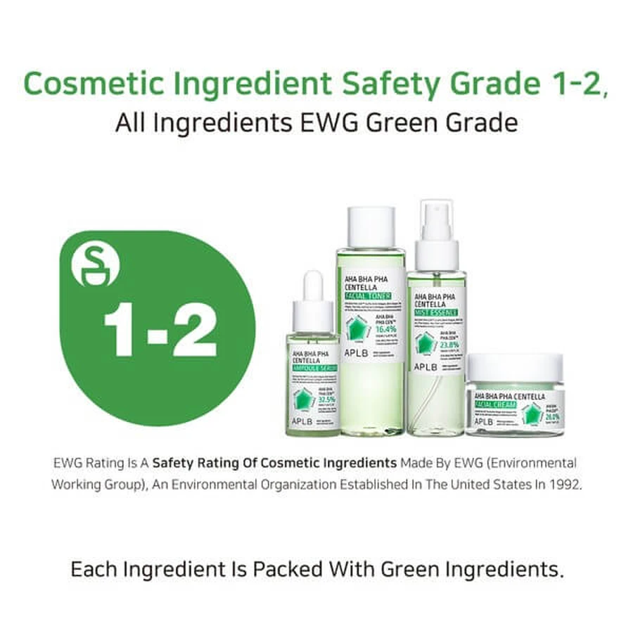 APLB AHA BHA PHA Centella Facial Cream, cremă de față exfoliantă și calmantă cu acizi și Centella Asiatica, 55 ml