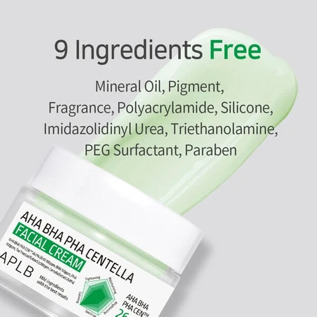APLB AHA BHA PHA Centella Facial Cream, cremă de față exfoliantă și calmantă cu acizi și Centella Asiatica, 55 ml