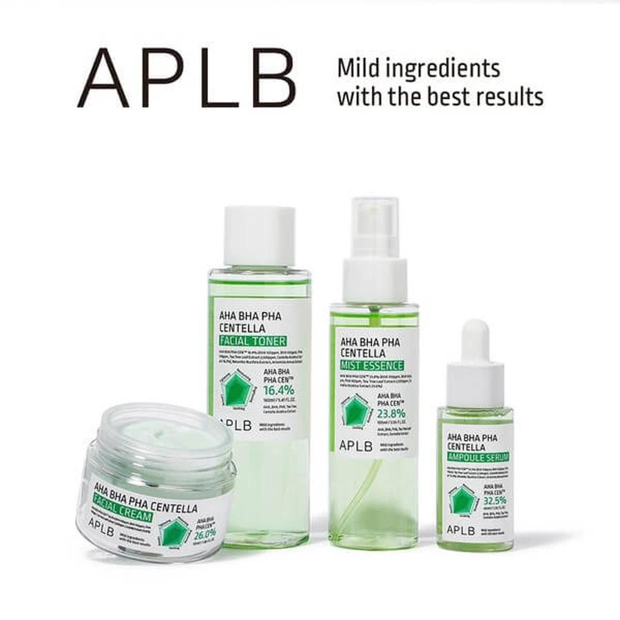 APLB AHA BHA PHA Centella Facial Cream, cremă de față exfoliantă și calmantă cu acizi și Centella Asiatica, 55 ml
