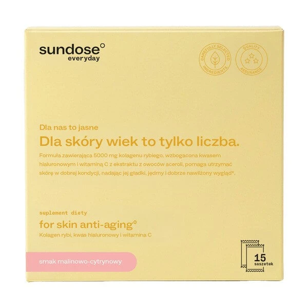 Sundose Everyday For Skin Anti-Aging, Pulverbeutel, Himbeer- und Zitronengeschmack, 15 Stück