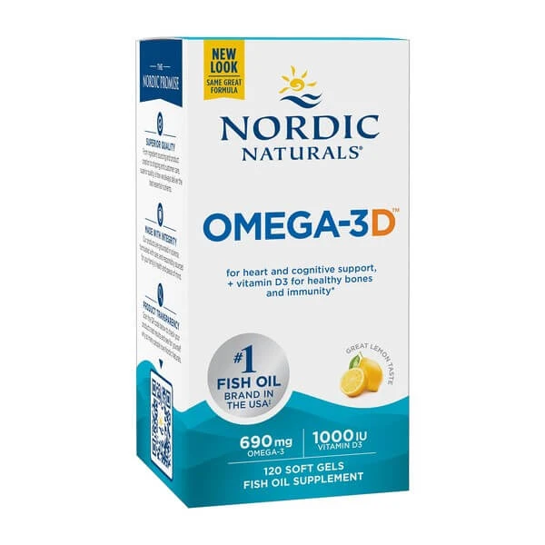 Nordic Naturals, Omega-3D 690 mg, Kapseln, Zitronengeschmack, 120 Stück