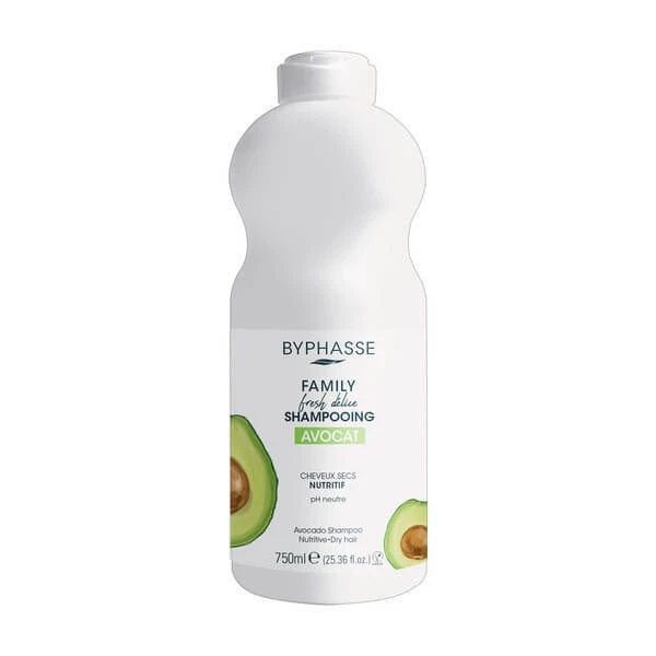Byphasse Family Fresh Delice, Shampoo für trockenes Haar, Avocado, 750 ml