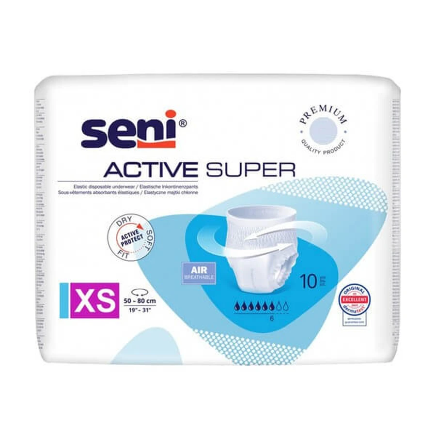 Seni Active Super, chiloți absorbanți elastici, XS, 10 buc.