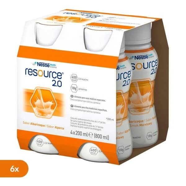 6er-Set Ressource 2.0, Flüssigkeit mit Aprikosengeschmack, 4 x 200 ml