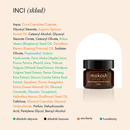 Crema viso rigenerante anti-inquinamento Mokosh, mini lampone, 15 ml