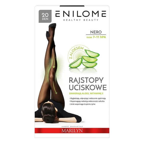 Enilome Healthy Beauty Aloe, Kompressionsstrumpfhose, semi-matt, Farbe Nero, Größe XL, 20 DEN