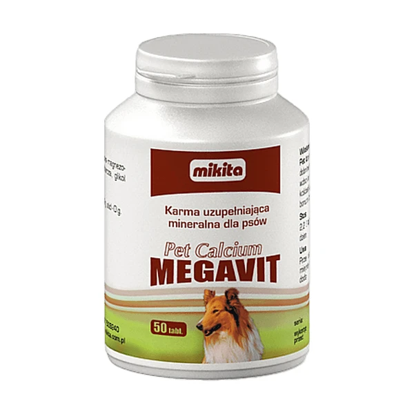 Mikita Pet Calcium megavit, Mineralergänzungsfuttermittel für Hunde, Tabletten, 50 Stück