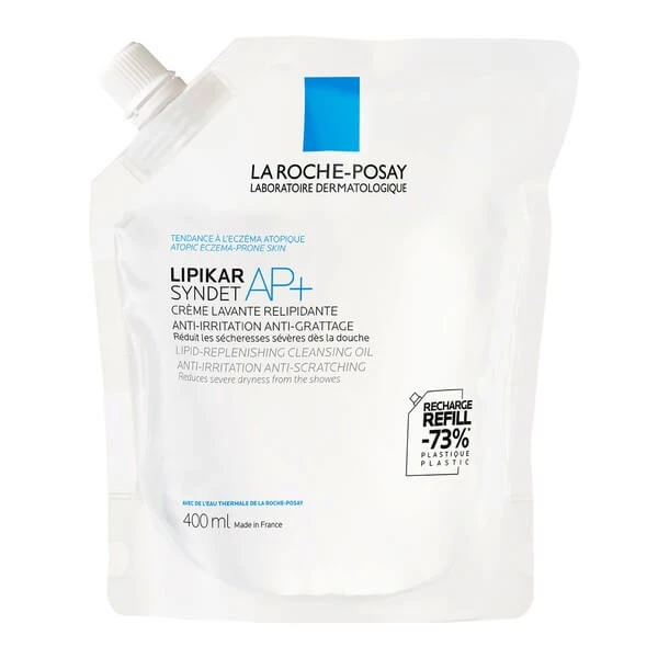 La Roche-Posay Lipikar Syndet AP+, rückfettende Reinigungscreme gegen Hautirritationen, Nachfüllpackung, 400 ml