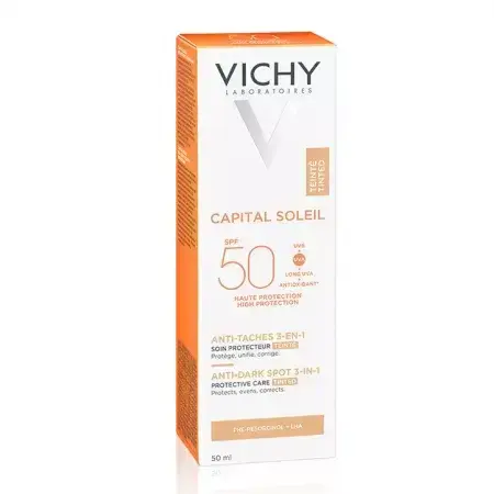 Vichy Capital Soleil Cremă colorată anti-pete pigmentare cu SPF 50+, 50 ml