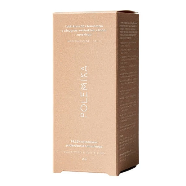 Polemic Matcha Care Color Daily, leichte revitalisierende BB-Creme mit Traubenferment und Meerfenchelextrakt, 2.0, 30 ml