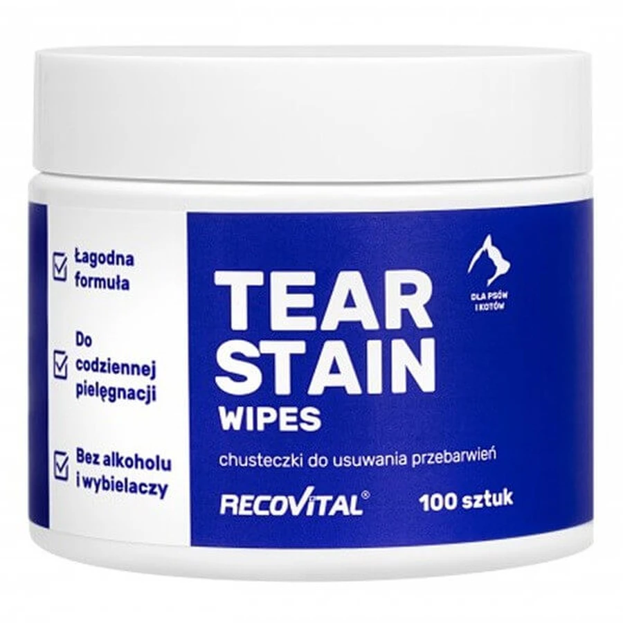 Recovital Traanvlekdoekjes, oogreinigingsdoekjes voor dieren, 100 stuks.